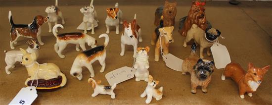 18 Beswick small dogs inc Foxhounds, Terriers (various, inc 2 puppies & 1 begging), Pug, Corgi, Chihuahua etc